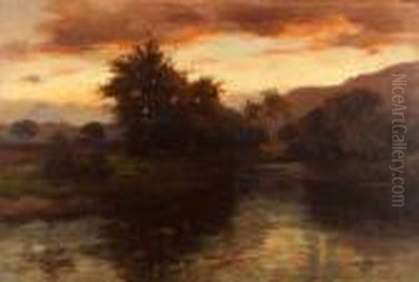 In The Gloaming - On The Forth Aberfoyle Oil Painting by James Scott Kinnear