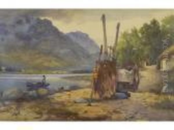 Scottish Loch Scene Oil Painting by James Scott Kinnear