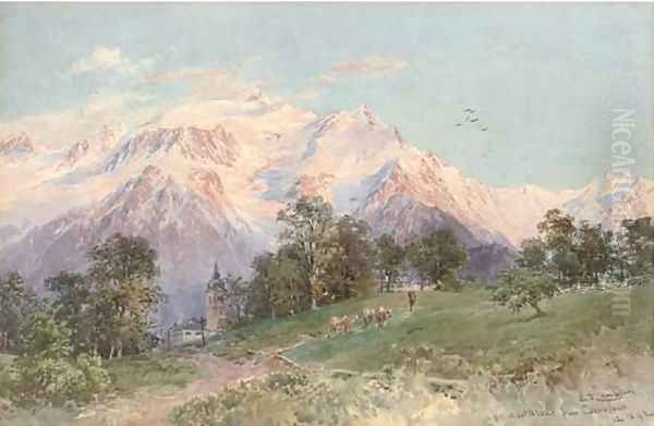 Mont Blanc from Combloux Oil Painting by Edward Theodore Compton