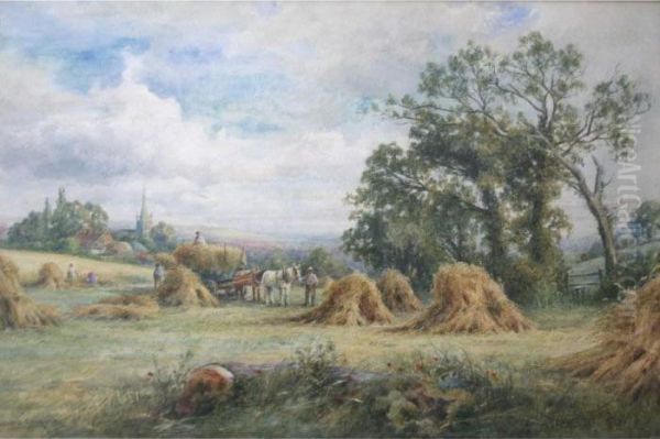 A Sussex Cornfield Oil Painting by Henry John Kinniard