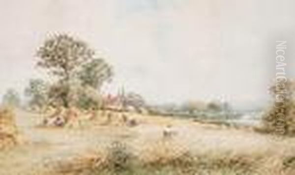 Cornfield On The Thames Oil Painting by Henry John Kinniard