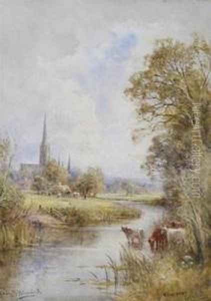 View Near Salisbury Oil Painting by Henry John Kinniard