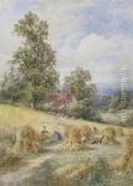 A Sussex Cornfield Oil Painting by Henry John Kinniard