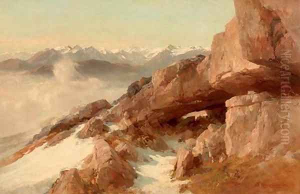 White mountain tops Oil Painting by Edward Theodore Compton