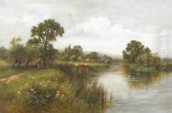 By The Thames Near Pangbourne Oil Painting by Henry John Kinniard