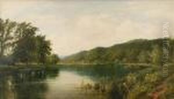 Riverscene Oil Painting by Henry John Kinniard