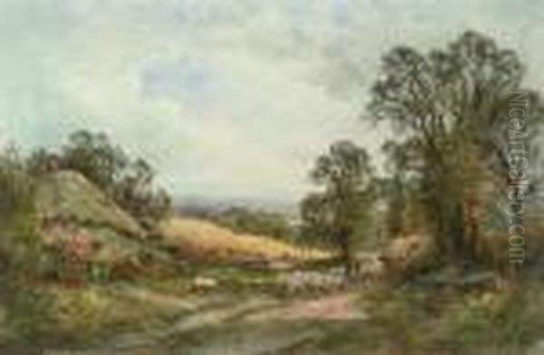 A Sussex Lane Oil Painting by Henry John Kinniard