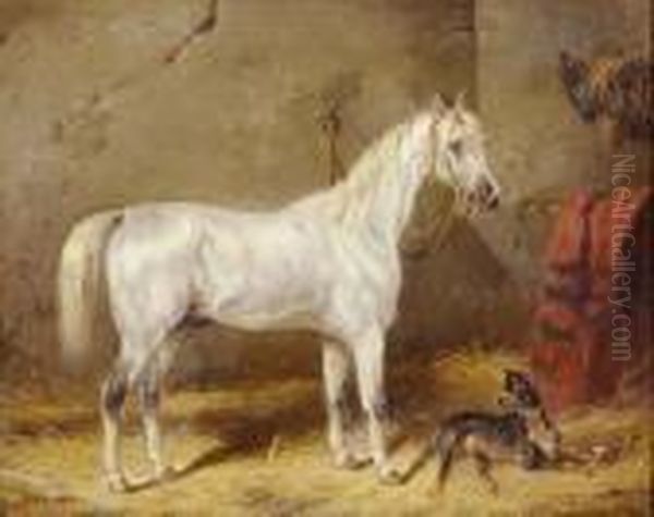 Cheval Et Chien A L'ecurie Oil Painting by Carl Fredrik Kioerboe