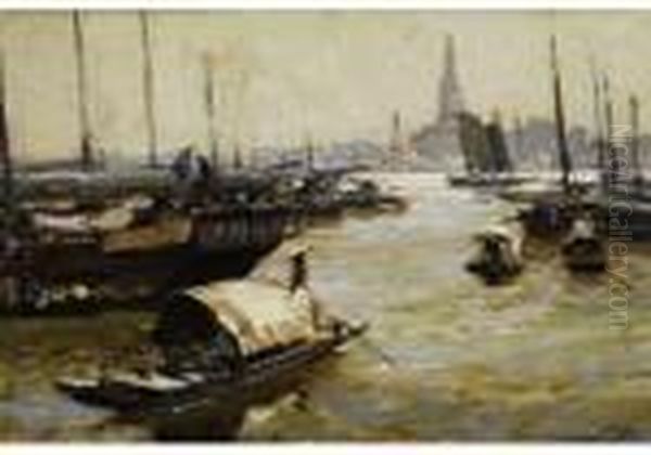 Ansicht Von Bangkok Um 1930 Oil Painting by Erich Kips