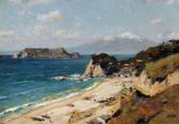 Blick Auf Den Fujijama Von Der Halbinsel Enoshima Aus Oil Painting by Erich Kips