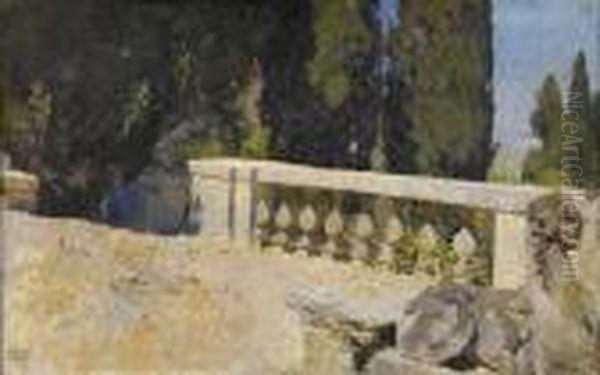 Im Park Der Villa D'este. Oil Painting by Erich Kips