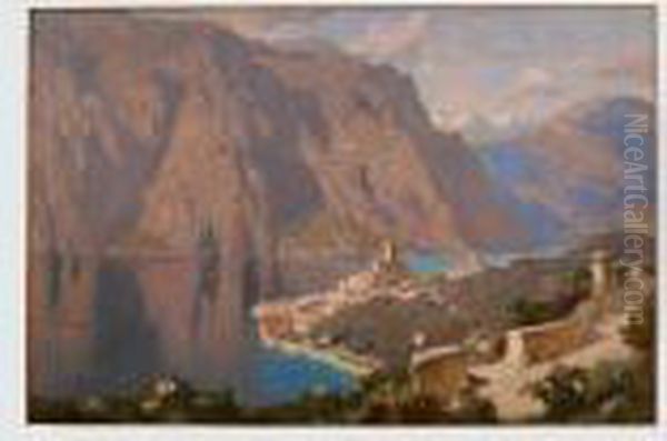 Veduta Dimalcesine Sul Lago Di Garda Oil Painting by Erich Kips