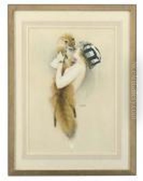 The Girl And The Fox Oil Painting by Raphael Kirchner