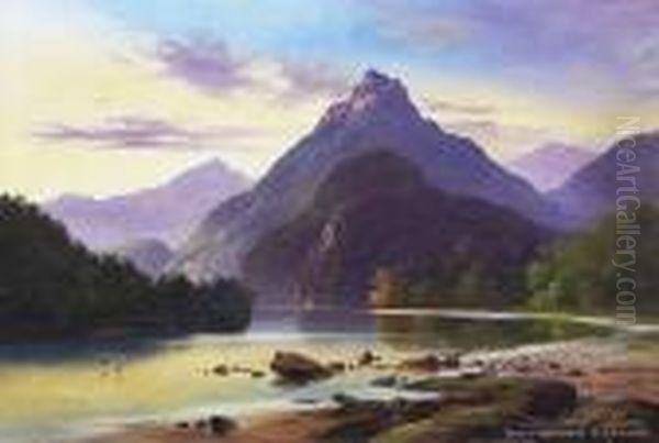 Hollyford Valley Oil Painting by Henry William Kirkwood