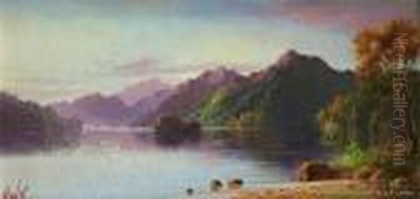 Lake Manapouri Oil Painting by Henry William Kirkwood