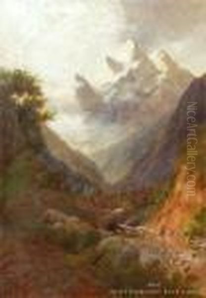 Hollyford Valley, South Island, Newzealand Oil Painting by Henry William Kirkwood