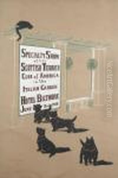 Poster Mock-up For The Specialty Show Of The Scottish Terrier Club Of America Oil Painting by Marguerite Kirmse