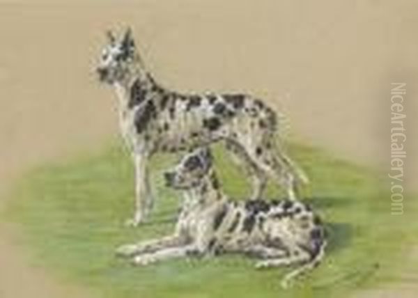 Great Danes Oil Painting by Marguerite Kirmse