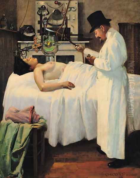 The First Attempt to Treat Cancer with X Rays by Doctor Chicotot, 1907 Oil Painting by Georges Chicotot