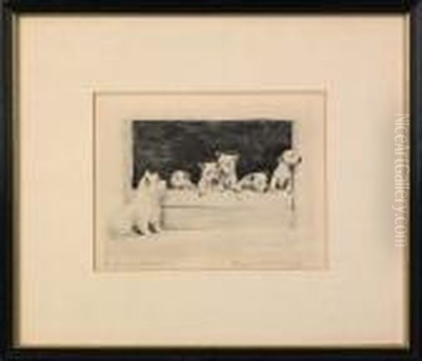 Etching Of Dogs Oil Painting by Marguerite Kirmse