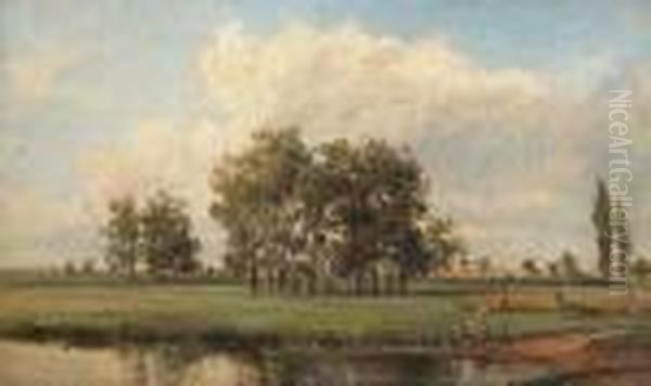 A Bohemian Landscape Oil Painting by Alois Kirnig