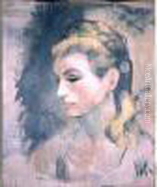 Portrait De Femme Oil Painting by Jecheskiel Dawid Kirszenbaum