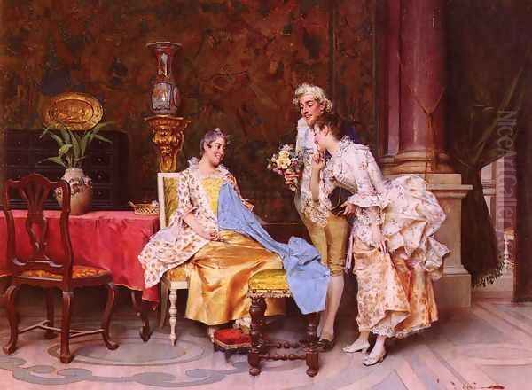 At The Dressmaker's Oil Painting by Adriano Cecchi