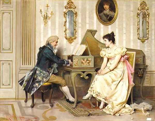 The serenade Oil Painting by Adriano Cecchi