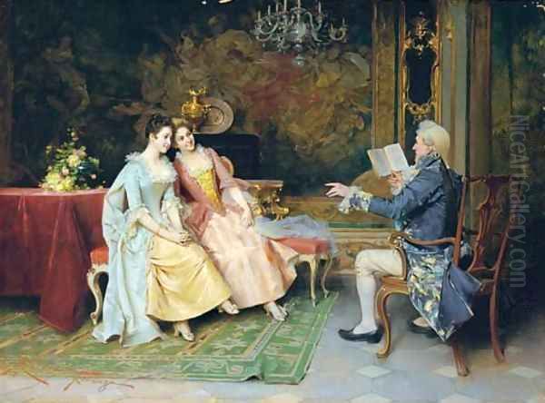 An amusing story Oil Painting by Adriano Cecchi