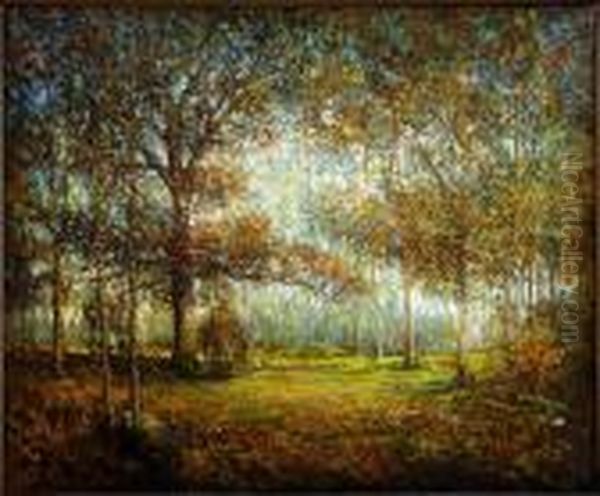 Wooded Landscape Oil Painting by Hudson Mindell Kitchell