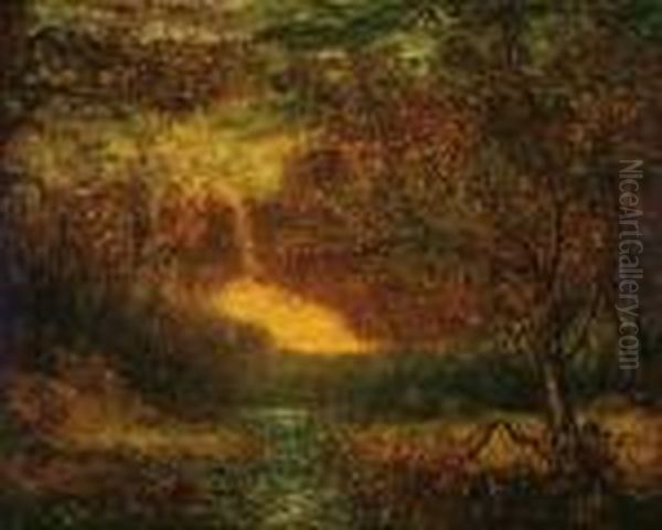 Autumn Landscape, Evening Oil Painting by Hudson Mindell Kitchell