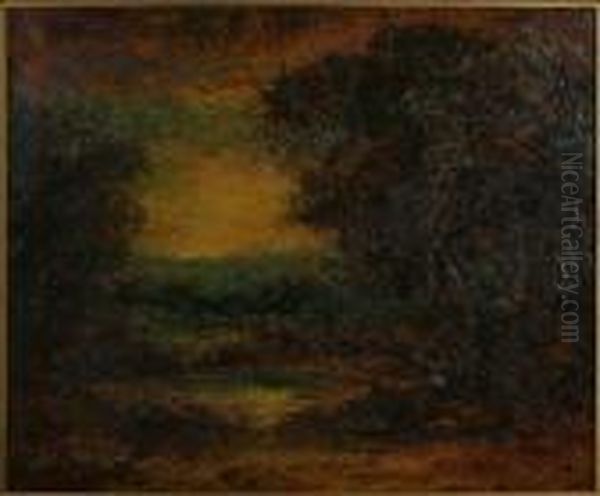 Sunset Landscape Oil Painting by Hudson Mindell Kitchell