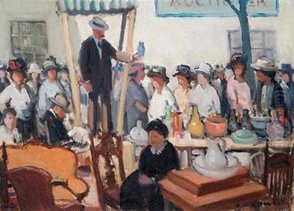 The Auction Oil Painting by Frederick Kitson Cowley