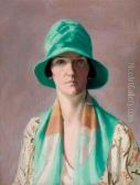 Portrait Of A Lady (norma Featherstone Cooke) Oil Painting by Frederick Kitson Cowley