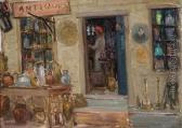 The Antiques Shop Oil Painting by Frederick Kitson Cowley