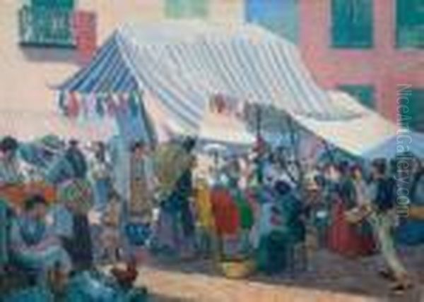 At The Bazaar Oil Painting by Frederick Kitson Cowley