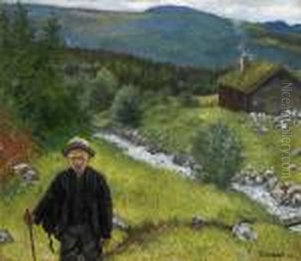 Farvel Da, Mor Oil Painting by Theodor Severin Kittelsen