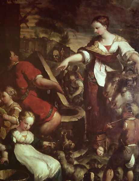 Rebecca at the Well Oil Painting by Giuseppe (Il Cremonese) Caletti