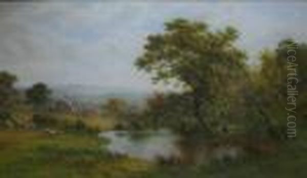 Robert Angelo Kittermaster Marshall A Country Pool Signed Oil Painting by Roberto Angelo Kittermaster Marshall