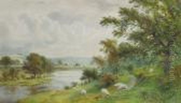 Sheep Grazing By A Stream Oil Painting by Roberto Angelo Kittermaster Marshall