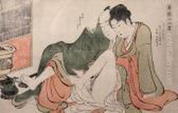 Foreplay Oil Painting by Torii Kiyonaga