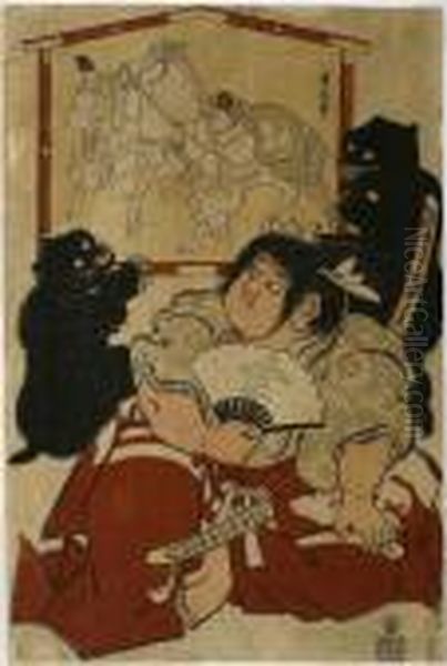 Kintaro, The Legendary Child From Fairy Tale Oil Painting by Torii Kiyonaga