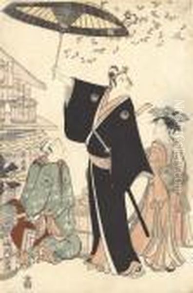 A Scene Of The Actor Ichikawa Yaozo Oil Painting by Torii Kiyonaga