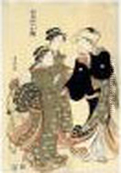 Jeune Femme Prise De Boisson Oil Painting by Torii Kiyonaga