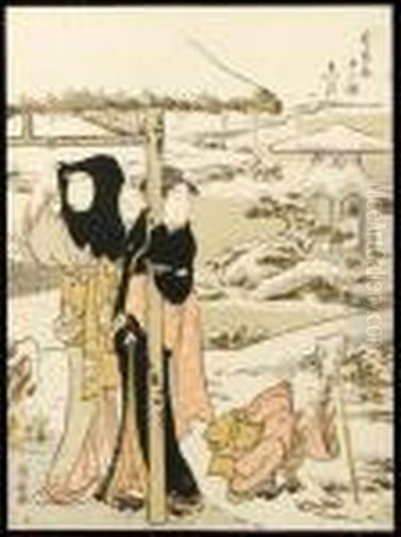 Junigatsu (twelfth Month) Oil Painting by Torii Kiyonaga