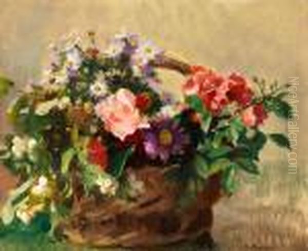 Blomsterkorgen Oil Painting by Esther Kjerner