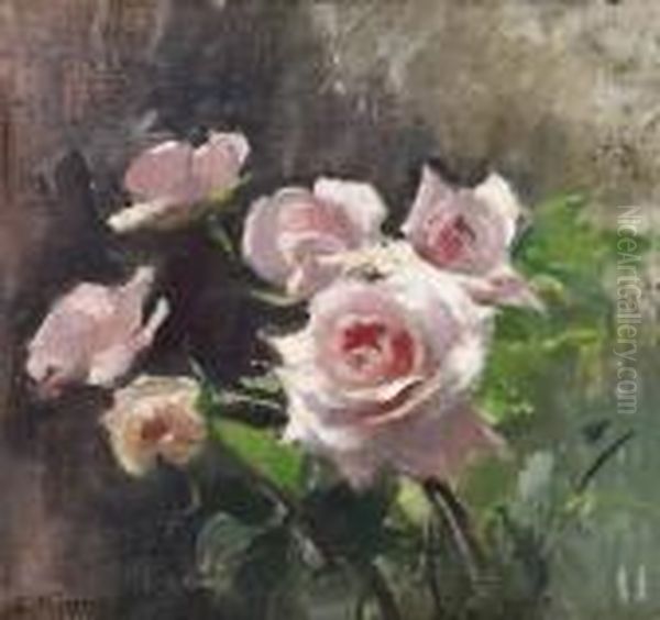 Rosa Rosor Oil Painting by Esther Kjerner