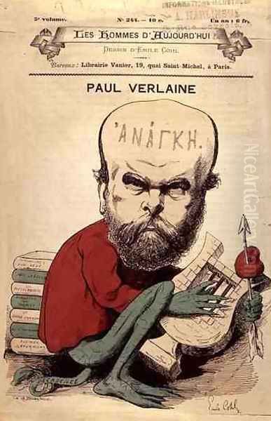 Caricature of Paul Verlaine (1844-96) from Les Hommes d'Aujourd'hui Oil Painting by Emile Cohl