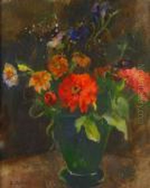 Blomsterstilleben Oil Painting by Esther Kjerner