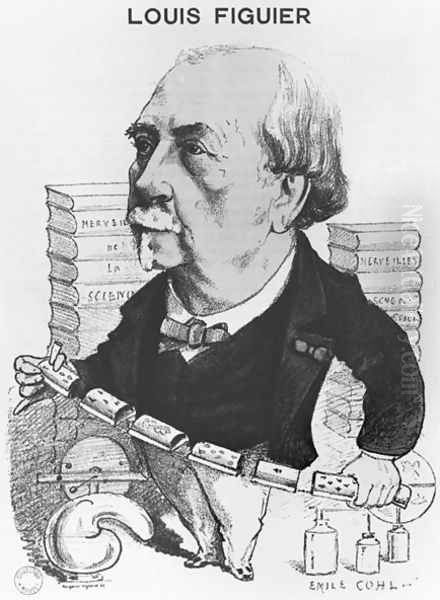 Caricature of Louis Figuier (1819-94) by Emile Cohl